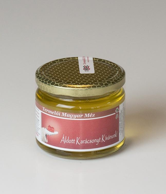 Alkalmi c&iacute;mk&eacute;s m&eacute;z - A-09 ("&Aacute;ldott Kar&aacute;csonyt K&iacute;v&aacute;nunk") 0,4 kg-os &uuml;vegben