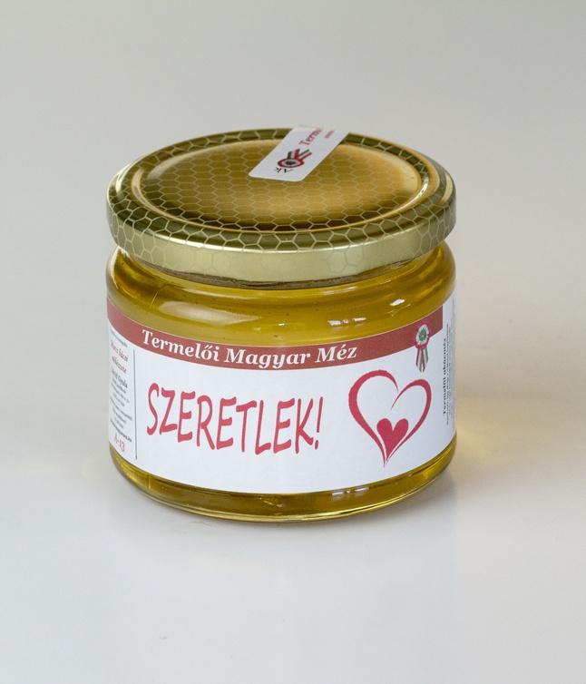 Alkalmi c&iacute;mk&eacute;s m&eacute;z - A-13 ("Szeretlek") 0,4 kg-os &uuml;vegben